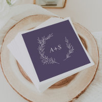 Plum à feuilles minimes violet Mariage de monogram