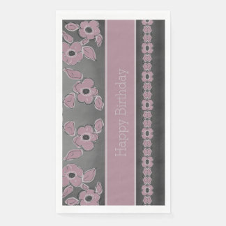 Serviette En Papier Plum Floral Et Gris