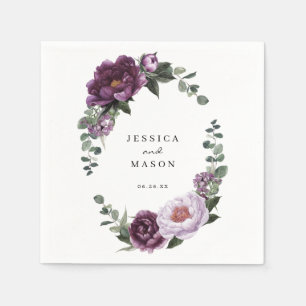 Serviette En Papier Plum Peonies Mariage Napkin Cocktail Napkin
