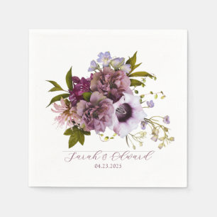 Serviette En Papier Plum pourpre de l'aubergine Floral