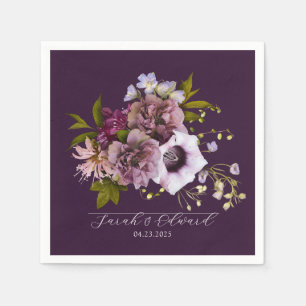 Serviette En Papier Plum pourpre de l'aubergine Floral