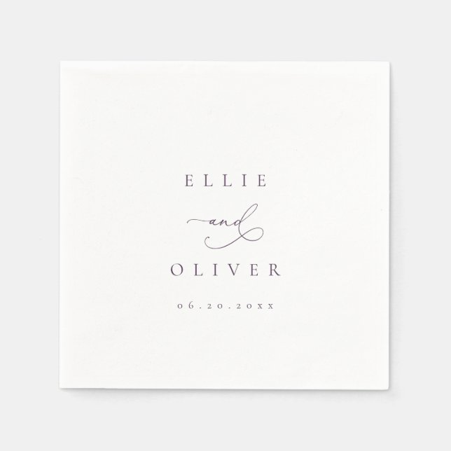 Serviette En Papier Plum Purple Boho Mariage Modern Cocktail I (Devant)