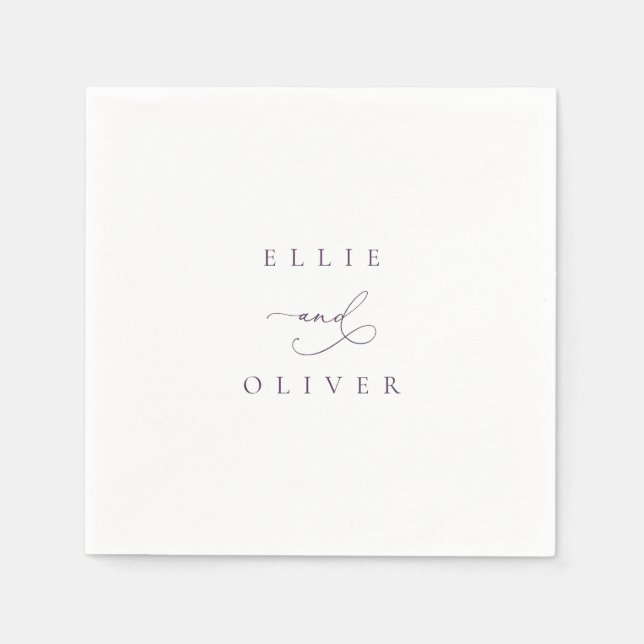 Serviette En Papier Plum Purple Boho Mariage Modern Cocktail II (Devant)