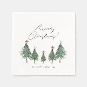 Serviette En Papier Plum & Sage Festive Arbres Corporate Party