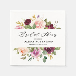 Serviette En Papier Plum violet rose pâle Fête des mariées botanique