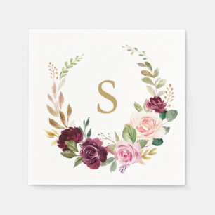 Serviette En Papier Plum violet rose pâle Mariage botanique