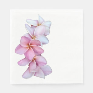 Serviette En Papier Plumeria en papier rose Napkin
