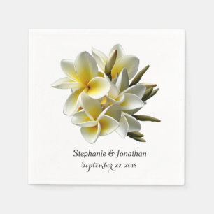 Serviette En Papier Plumeria Jaune Fleurs Mariage Tropical Napkin