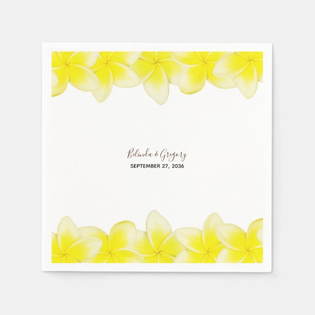Serviette En Papier Plumeria jaune Frangipani Mariage (Devant)