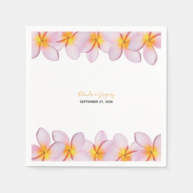 Serviette En Papier Plumeria rose Frangipani Mariage (Devant)