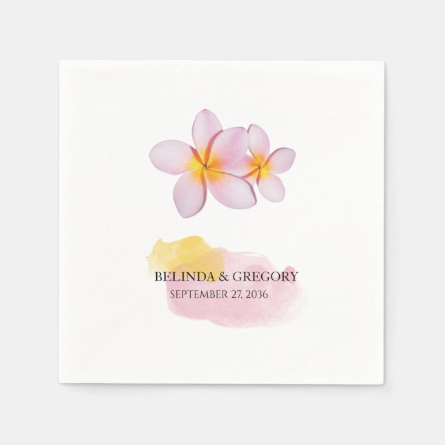 Serviette En Papier Plumeria tropicale Frangipani Mariage (Devant)