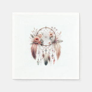 Serviette En Papier Plumes de cristal floral Dreamcatcher Boho Sweet 1