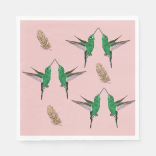 Serviette En Papier Plumes dorées de colibri vert