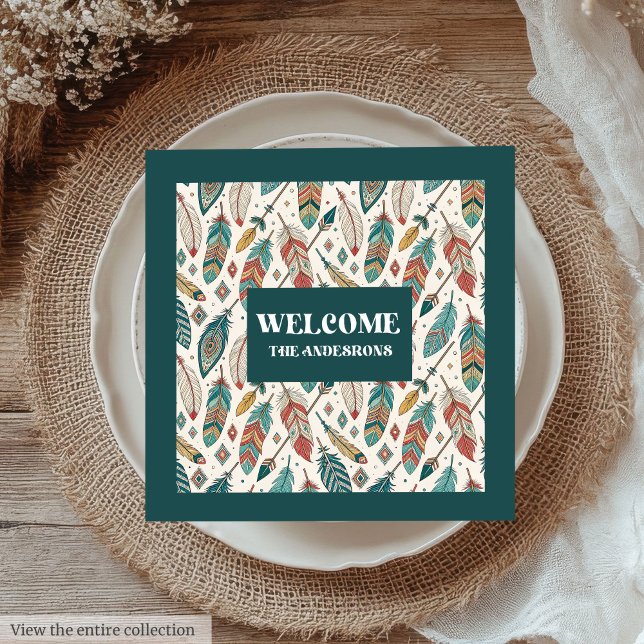 Serviette En Papier Plumes et flèches serviettes minimaliste cadeau pe (Feathers & Arrows Napkins Minimalist Custom Gift)