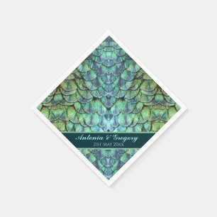 Serviette En Papier Plumes Peacock personnalisées Papier Mariage Napki