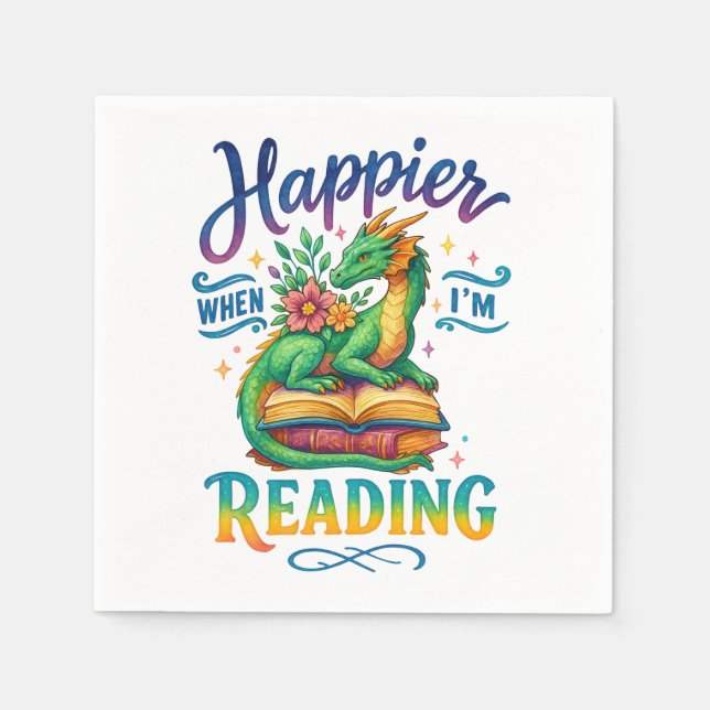 Serviette En Papier Plus heureux quand je lis (Devant)