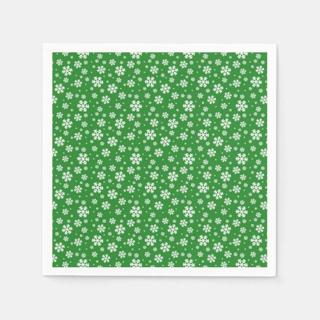 Serviette En Papier Pneus blancs sur le Motif d'hiver vert (Devant)