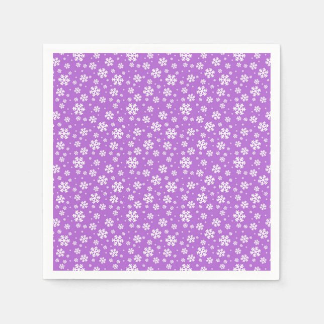 Serviette En Papier Pneus blancs sur Motif d'hiver violet (Devant)