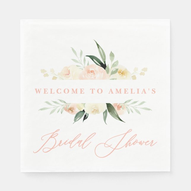 Serviette En Papier Poche + douche à nuptiale fleurie couleur verte (Devant)