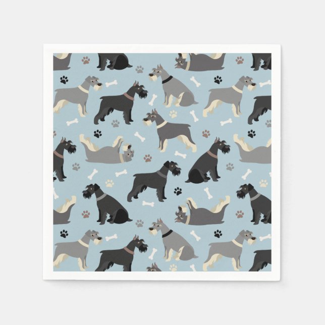 Serviette En Papier Poches et os Schnauzer (Devant)