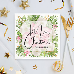 Serviette En Papier Poinsettia Joyeux Noël