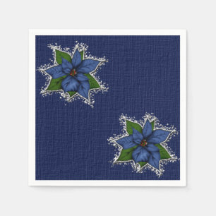Serviette En Papier Poinsettias bleus de Noël