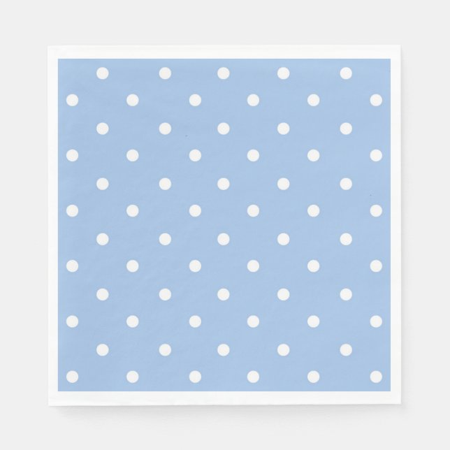 Serviette En Papier Point Polka bleu et blanc (Devant)