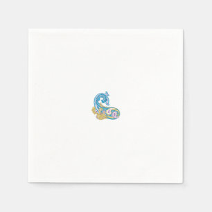 Serviette En Papier Point, Sherpa Blue, Design de sable doré