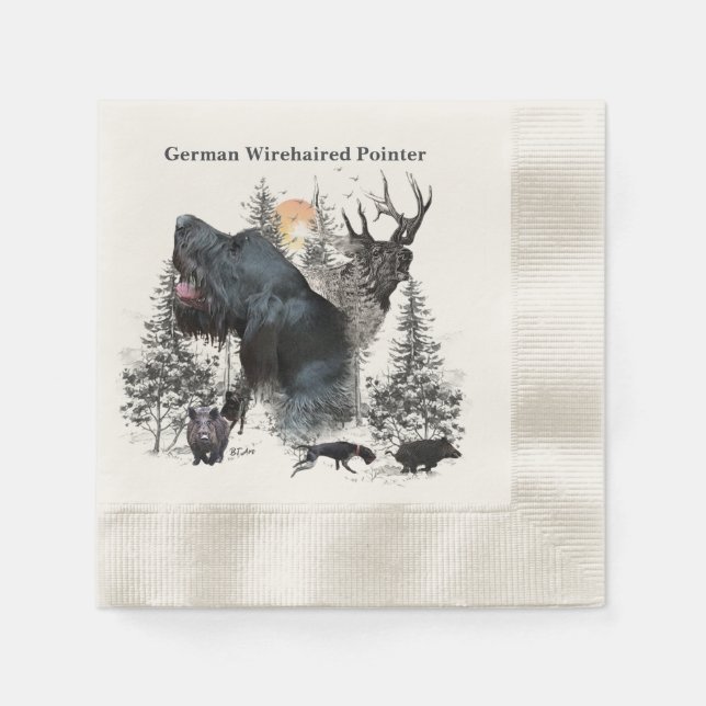 Serviette En Papier Pointeur À poils durs allemand (Devant)