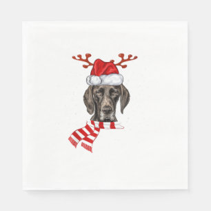 Serviette En Papier Pointeur allemand Antlers Chien Père Noël Chris