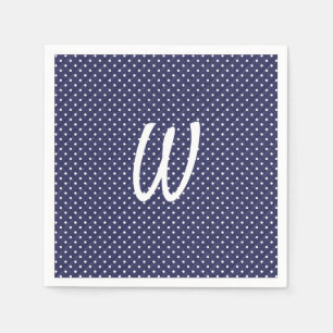 Serviette En Papier points blancs sur monogramme bleu