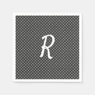 Serviette En Papier points blancs sur monogramme noir