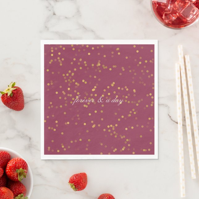 Serviette En Papier Points Confetti blancs d'or de Bourgogne (En situation)