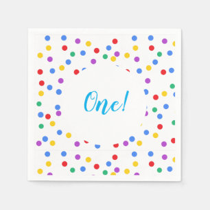 Serviette En Papier Points Confetti colorés mignons 1er anniversaire