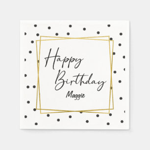 Serviette En Papier Points Confetti noirs et blancs pour elle