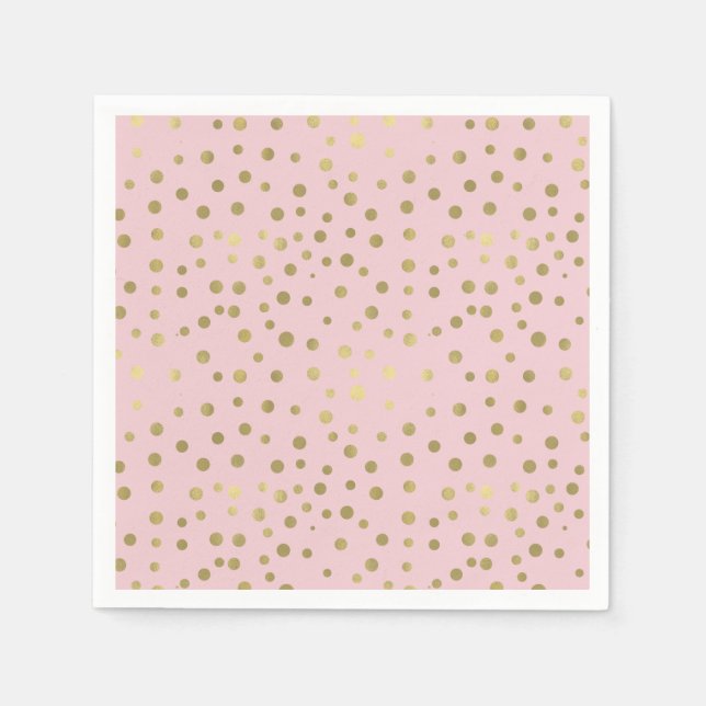Serviette En Papier Points Confetti Or Rose (Devant)