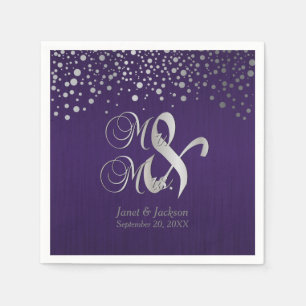 Serviette En Papier Points Confetti violet et argenté