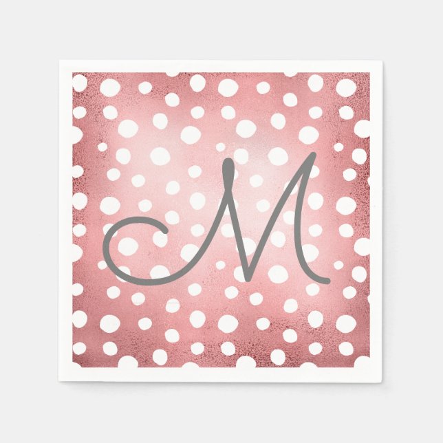 Serviette En Papier Points roses d'or | Papier personnalisé Napkin (Devant)