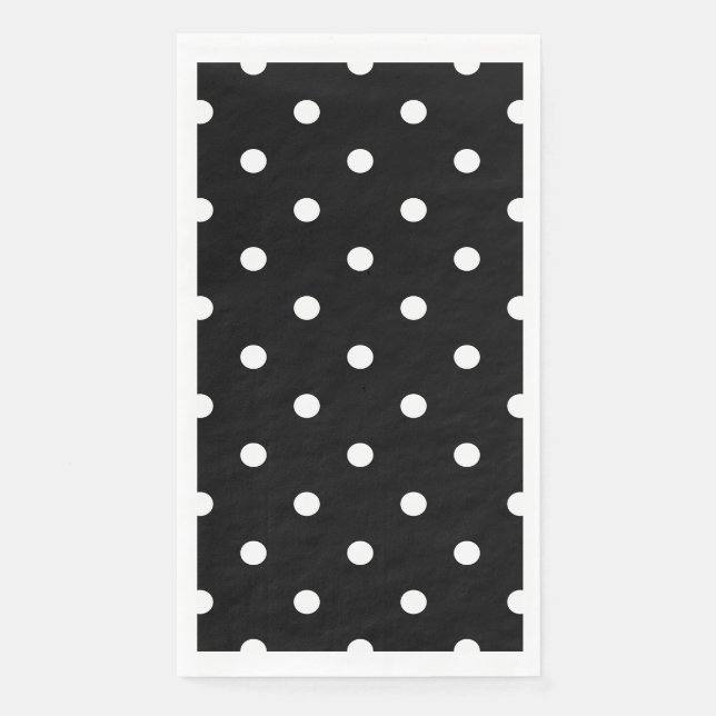 Serviette En Papier Pois blancs rétro en noir (Devant)