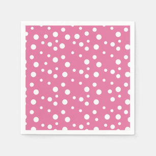 Serviette En Papier Pois blancs sur rose foncé