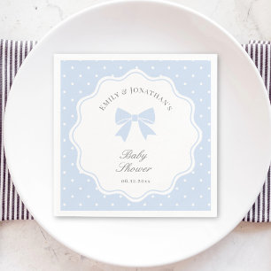 Serviette En Papier Pois classique Baby Blue Bow Baby shower garçon