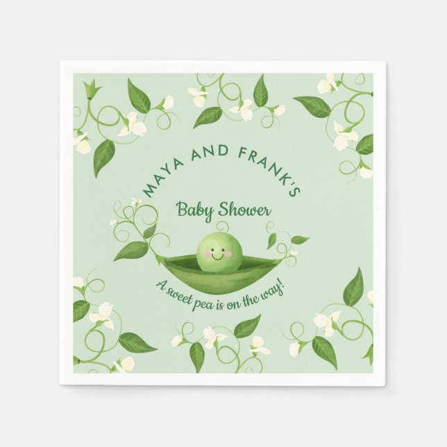 Serviette En Papier Pois doux dans un Baby shower de pois (Devant)