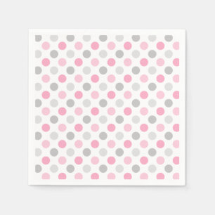 Serviette En Papier Pois gris rose
