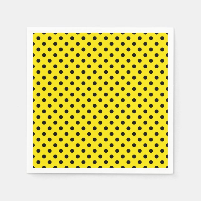 Serviette En Papier Pois jaunes et noirs (Devant)