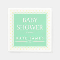 Pois jaunes, ruban et Baby shower à la menthe