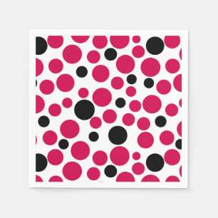 Serviette En Papier pois noir rouge rétro sur arrière - plan blanc