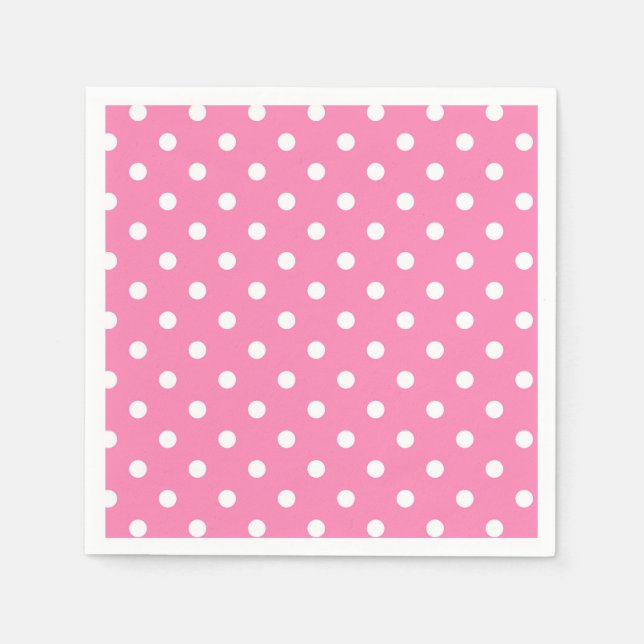 Serviette En Papier Pois rose et blanc Dot Anniversaire (Devant)