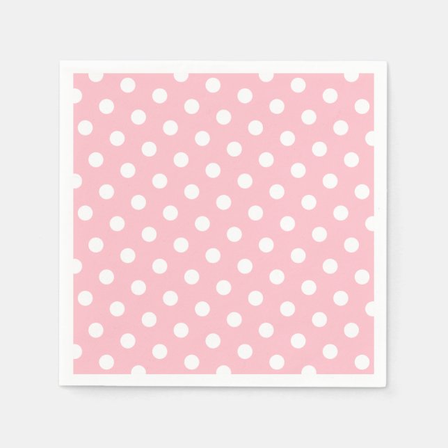 Serviette En Papier Pois roses et blancs (Devant)