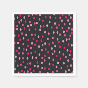 Serviette En Papier Pois roses sur noir