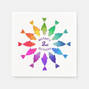 Serviette En Papier Poisson arc-en-ciel dans l'océan motif coloré mign